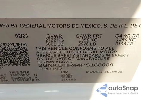 2023 Chevrolet Blazer Awd 2Lt из США, поврежденный, VIN 3GNKBHR44PS168080